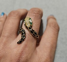 Turkish Design Gold Plated Evil Eye On Snake Wrap Ring 