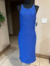 Planet Gold Ribbed Blue Dress