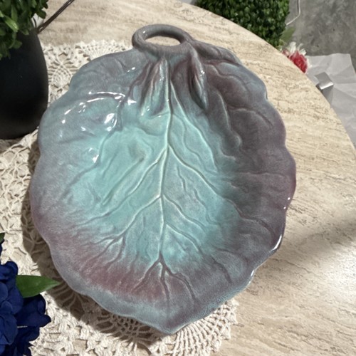 Majolica pottery leaf - pottery,