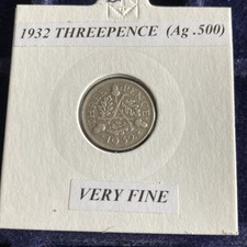 1932 George v Threepence Silver Coin very fine  