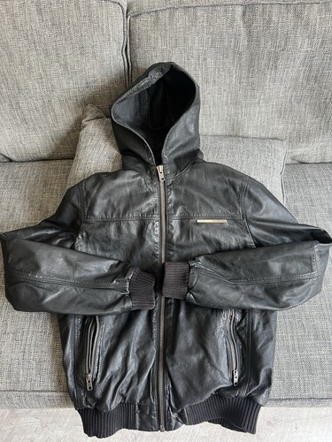 Superdry leather hooded bomber - superdry,