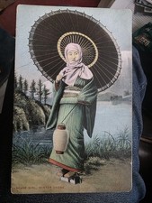 ATTRACTIVE JAPANESE LADY IN WINTER CLOTHES. VINTAGE PRINTED POSTCARD