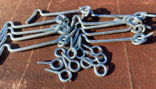 75mm 3" ZINC WIRE HOOKS AND EYES. IDEAL - GATE/CABINET/RABBIT HUTCH ETC. QTY 10.