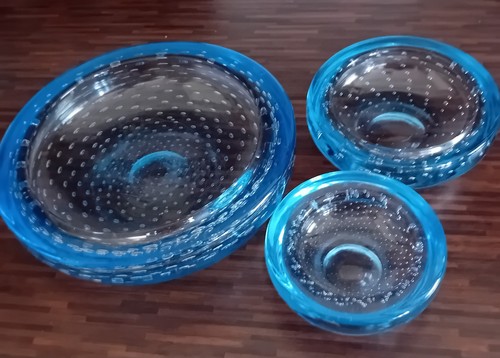 Whitefriars glass blue - blue, bubble