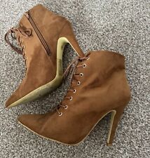 Primark size 5 lace up brown heeled boots worn once as pictured