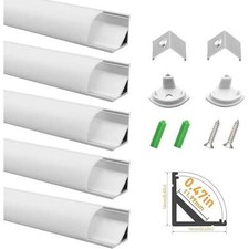 LightingWill 5-Pack Thicker LED Aluminum Profile, 3.3ft V-Shape, Silver
