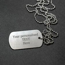 PERSONALISED ARMY DOG TAG NECKLACE ENGRAVED ALUMINIUM PENDANT MILITARY TAGS GIFT