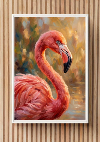 Flamingo wall art print pink - flamingo,