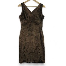 Renato Nucci Paris Silk Dress Size EU 38 / UK 8-10 Brown Velvet Upscale Preloved