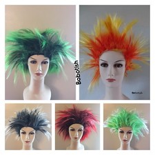 Short Spiky Punk Rocker 80s WIG Women ladies Multi coloured Fancy Dress Costume