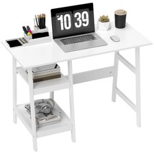 HOMCOM Compact Computer Desk, Storage, White  , Refurbished