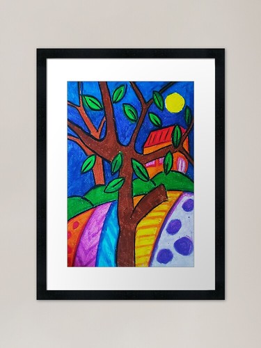 Folk art framed - art, print