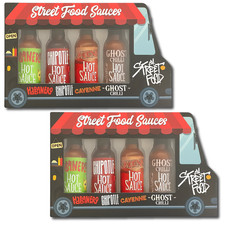 2x Street Food Hot Sauce Gift Set 4 Pack – Gourmet Chili Lovers Gift 45ml