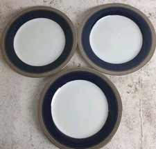 Rare Noritake Side Plates Set x3 Legendary Crestwood Cobalt Blue Platinum 21cm