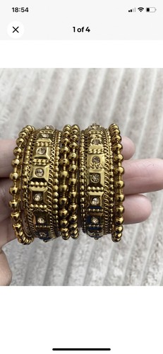 Girls metalic gold bangles - gold,