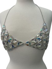 Handmade Rhinestone Crystal Chain Bralette - Festival Rave Wear