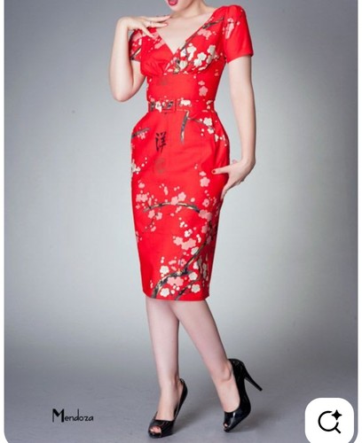 Red vintage 1940s dress - red,