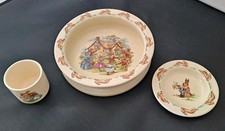Royal Doulton Bunnikins Egg Cup, Small Dish & Bowl, Flopsy, Mopsy & Bob Tail