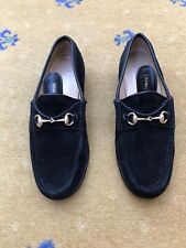 Gucci Loafers Shoes Suede Horsebit UK 2 US 5 EU 35 Womens Ladies Black