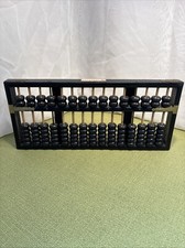 Antique Vintage Chinese Abacus. Black Wood And Brass Detailing. 