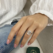 Diamond Solitaire Ring F VS1 Emerald Cut 5 Carat Lab created 18k White Gold