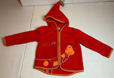 Hanna Andersson Red Fleece Zoo Animal Hooded Fleece Jacket 90 3 3T Giraffe Birds