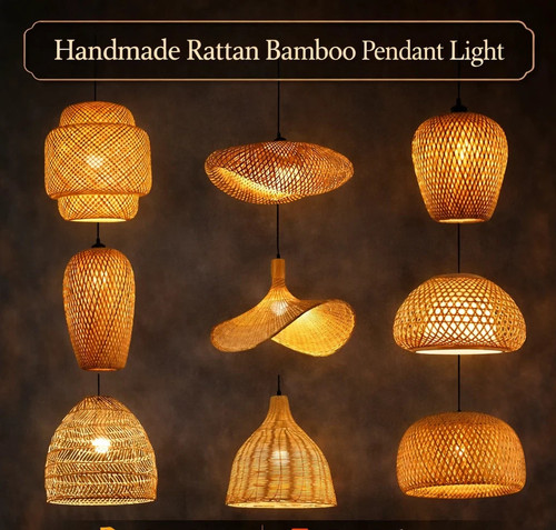 Handmade rattan bamboo pendant - handmade,