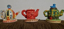 Vintage Tetley Tea Folk 3x Miniature Teapots 1996 Gordon's, Gaffers & Maurice's 