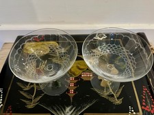 Pair Of Vintage Etched Champagne Coupes