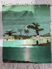 Antique Hand Woven Middle EasternPictorial Wall Hanging Wool Tapestry Kilim Rug