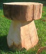 Wooden mushroom stool, fire