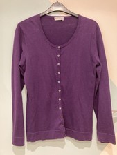 Peter Hahn Women's Purple Button-Up Cardigan UK Size 14 100% Cotton Long Sleeve