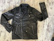 Vintage Soul Star Faux Leather Biker Jacket Small Unisex Classic Rocker Punk 