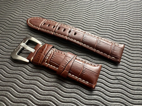 24mm panerai brown - brown, leather
