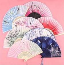Folding Hand Held Fan Spanish Dance Art Leaf Curved Flower Party Wedding Fans