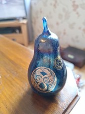 Laugharne Irridescent Purple Glass Pear Paperweight