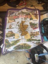 Scottish Tea Towel Scotland Souvenir Landmarks with map & tartan - Vista Cotton
