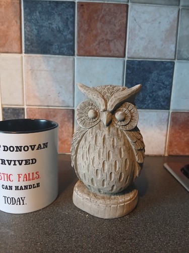 Owl cement garden ornament - garden,