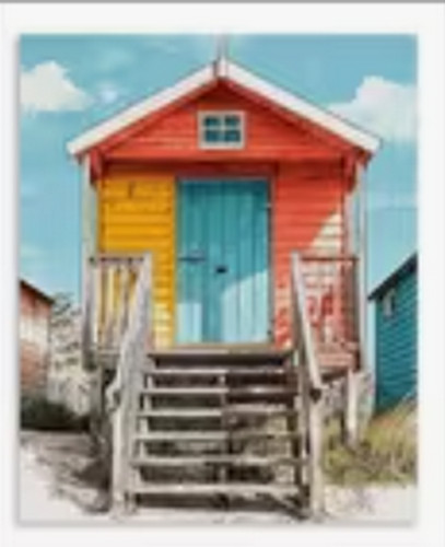 Beach hut printed count - hut,