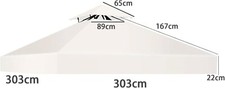 GAZEBO CANOPY REPLACEMENT COVERS 3X3M, OUTDOOR GARDEN GAZEBO WATERPROOF CANOPY