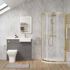 Complete 1000mm Anthracite Vanity WC Brass Offset Quad Shower Suite RH 1200x800