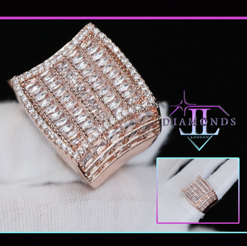 Mens rose gold iced - gold, ring