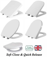 Luxury Toilet Seat WC Heavy Duty White Soft Close Slow Top Quick Release Hinges