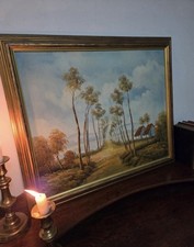 Vintage Oil Painting In Gold