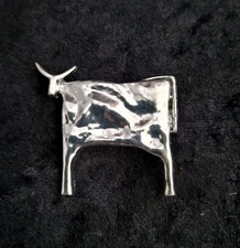 Nordic Cow Brooch Silver Tone  Vintage Inspired Jewellery Gift Broach Cattle