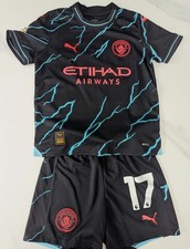 Boys Man City 3rd Football Kit - Top & Shorts 9-10 Years No. 17 De Bruyne Puma 