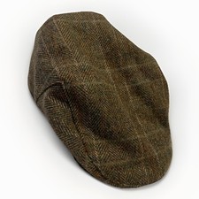 BARBOUR CRIEFF CAP HERRINGBONE FLAT CAP 100% Wool Tweed Satin Lined SIZE 7 3/8