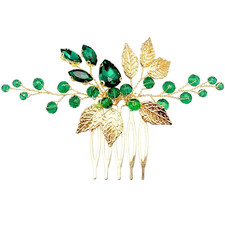 Bridal Hair Comb Emerald Green