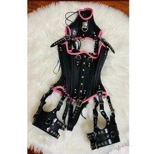 Leather Corset Over Bust Lace up Corset Steel Bone Leather bustier | Custom Size