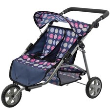 Baby Doll Twin Stroller Girl Boy Pushchair 3 Wheel Buggy Pram Storage BiBi Doll